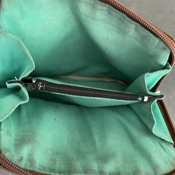 VERA PELLE Women's Brown Green Leather Handbag Purse Made in ITALY - Picture 4 of 5